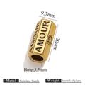 Golden stainless steel large hole bead engraved with Amour for DIY jewelry making - AMOUR Letter Sun Pattern (3050)
