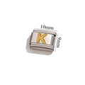 Maglia per bracciale italiano da 10mm in acciaio inossidabile con lettera K dorata - Lettera K