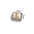 Maglia charm italiana con lettera L dorata su base in acciaio per bracciale modulare - Lettera L