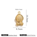 PVD gold plated stainless steel fish charm pendant with hollow scale texture details - Dotted Fish (KK050)