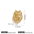 PVD gold plated stainless steel owl charm for jewelry making with size 18x11mm - Owl (KK040)