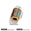 Hexagon stainless steel bead in gold with black enamel and COURAGE engraving - COURAGE Letter Pattern (3050)
