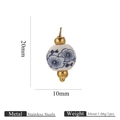 Pendente in porcellana bianca e blu con inserti in acciaio inox per creare gioielli - Prugno Blu Scuro 10mm