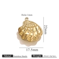 Gold-plated PVD stainless steel scallop shell charm with dimensions and specifications - Shell (KK118)