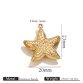 Gold PVD starfish charm in stainless steel with texture, 23x20mm ocean theme accessory - Starfish (K221)