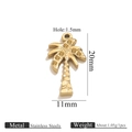 Golden stainless steel palm tree pendant charm with detailed size and weight specs - Gold Coconut Tree Style
