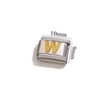 Maglia per bracciale italiano da 9 mm in acciaio inossidabile con lettera W dorata - Lettera W