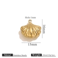 PVD gold plated hollow sea shell pendant in stainless steel for DIY jewelry making - Fan Shell (KK105)