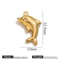 Polished PVD gold hollow dolphin charm in stainless steel for jewelry making - Slim Dolphin (KK030)
