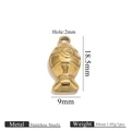 Golden stainless steel fish pendant with 18.5mm height and mirror finish texture - Gold Fat Fish Style