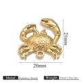 Golden stainless steel crab pendant charm with detailed texture for DIY jewelry making - Gold Crab Style