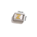 Maglia per bracciale italiano in acciaio inossidabile con lettera Z placcata oro, 10mm - Lettera Z