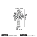 Silberner Palmbaum-Anhänger aus Edelstahl mit Kristallen und 1,5mm-Loch für DIY - Stahlfarbe Kokosbaum Stil
