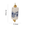 Ciondolo cilindrico in ceramica blu e bianca con tappi dorati misura 26,5 mm - Prugno Blu Scuro Tubo 9.3mm