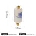 Pendente cilindrico in ceramica con fiori di prugno blu e acciaio inossidabile dorato per gioielli - Prugno Blu Chiaro Tubo 9.3mm
