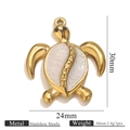 Golden stainless steel sea turtle pendant with white enamel shell for DIY jewelry making - Gold Turtle White Enamel