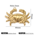 Polierter goldener Edelstahl Krabbenanhänger mit Maßen 66mm mal 53mm und Gewichtsangabe - Gold Große Krabbe Stil