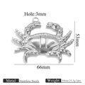 Poliertes Edelstahl Krabbe Anhänger 66mm x 53mm für die DIY Schmuckherstellung - Stahlfarbe Große Krabbe Stil