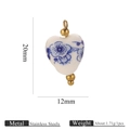 Ciondolo a cuore in ceramica blu e bianco con componenti in acciaio inossidabile - Stile Cuore 7
