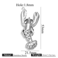 Polierter Edelstahl Hummer Anhänger 53mm x 21.5mm für DIY Schmuckherstellung in Silber - Stahlfarbe Großer Hummer Stil