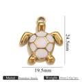 Golden stainless steel turtle pendant with white enamel shell for DIY jewelry making - Gold Turtle White Shell Pattern