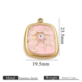 Quadratischer Edelstahl-Anhänger in Rosa mit goldenem Augenmotiv und Metallöse - Gold Rechteck Rosa Böser Blick