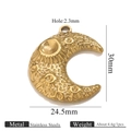 Gold plated stainless steel moon pendant featuring realistic cratered surface texture - Gold Oil-Pressed Moon