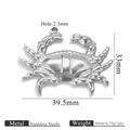 Crab-Anhänger aus Edelstahl 39,5x33mm für DIY-Schmuckherstellung Zubehör - Stahlfarbe Kleine Krabbe Stil