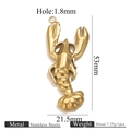 Goldener Edelstahl-Hummer-Anhänger für DIY-Schmuckherstellung mit Maßen 53mm mal 21.5mm - Gold Großer Hummer Stil