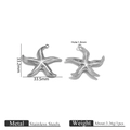 Silver stainless steel starfish pendant 33.5mm diy jewelry making accessory - Starfish Steel