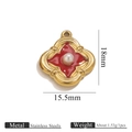 Kleeblatt-Anhänger aus Edelstahl in Rot mit Emaille und zentraler Perle für DIY - Gold Raute Rot Emaille Perle