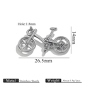 Silver stainless steel bicycle pendant with 1.8mm hole for DIY jewelry making - Vintage Bicycle Style 2 / Silver