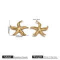 Gold-plated stainless steel starfish charm pendant with dimensional star pattern texture - Starfish Gold