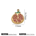 Granatapfel Anhänger aus rotem Emaille und goldfarbenem Edelstahl, 16,5x13mm groß - Gold Granatapfel Emaille Charm