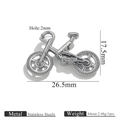 Silver stainless steel bicycle pendant with 26.5x17.5mm dimensions for DIY jewelry - Vintage Bicycle Style 4 / Silver