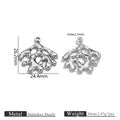 Silver stainless steel coral branch pendant with dimension specs for jewelry making - Steel Coral Pendant