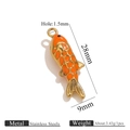 Golden stainless steel koi fish pendant with orange enamel and movable parts - 28mm x 9mm / Non-movable Orange