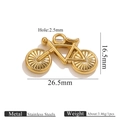 Gold-plated stainless steel bicycle pendant for DIY jewelry and keychains, 26.5mm size - Vintage Bicycle Style 3 / Gold