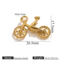 Golden stainless steel bicycle charm pendant with dimensions 26.5mm by 17.5mm - Vintage Bicycle Style 4 / Gold