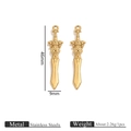 Pair of gold stainless steel sword charms with vintage patterns for DIY jewelry making - Vintage Sword Pendant (3107) / Gold