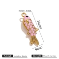 Pink enamel koi fish charm in golden stainless steel for DIY jewelry making - Non-movable Pink