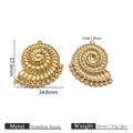 Golden stainless steel spiral shell charm with radial texture for DIY jewelry making - Gold Conch Large