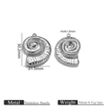 Silver stainless steel nautilus shell pendant charms for jewelry making, 30.2mm height - Steel Conch Small