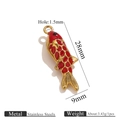 Articulated koi fish pendant in red enamel and gold-plated stainless steel for necklaces - Non-movable Red