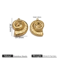 Gold plated stainless steel spiral shell pendant charms with precise measurements - Gold Conch Small