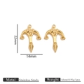 Golden stainless steel cross-shaped mini pendant charm with measurement details - Irregular Anchor Pendant (3107)