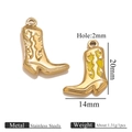 Golden stainless steel cowboy boot pendant with yellow enamel detailing and size specs - Gold Single Sided Drip Oil - Yellow