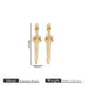 Golden stainless steel miniature sword pendants with sunflower handle detail, 46x9mm size - Sun Hilt Sword Pendant (3107)