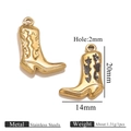 Golden stainless steel cowboy boot charms with enamel detail for jewelry making - Gold Single Sided Drip Oil - Black