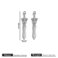 Silver miniature stainless steel sword pendants with vintage embossed hilt detail - Fantasy Emblem Sword Pendant (3107)